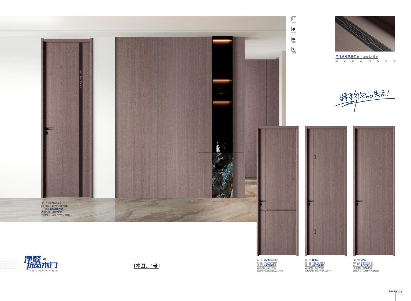 Gem Blue wellness wooden door collection with door designs and color references